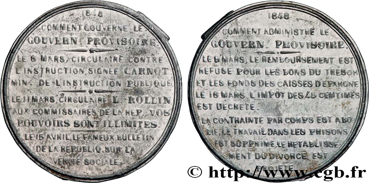 DEUXIÈME RÉPUBLIQUE Médaille, Journées de février SS