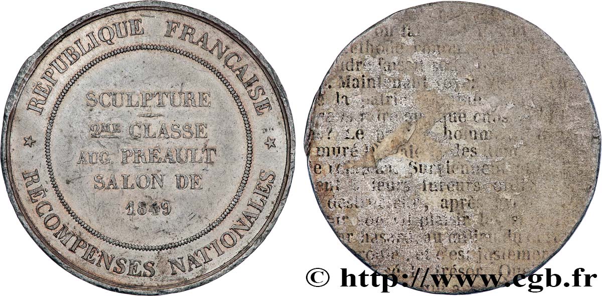 DEUXIÈME RÉPUBLIQUE Médaille, Récompenses nationales TTB