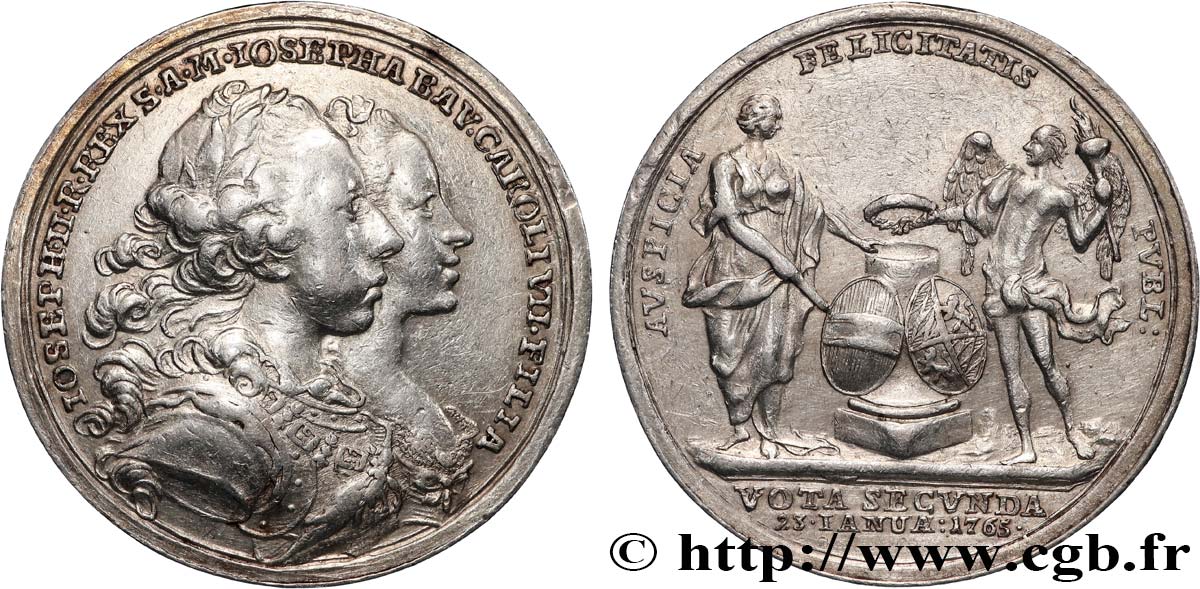 AUTRICHE - JOSEPH II Médaille, Mariage de Josépha avec Joseph II, futur Empereur d’Autriche fVZ