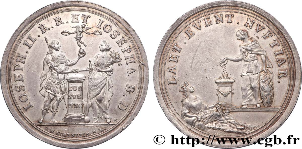 AUTRICHE - JOSEPH II Médaille, Mariage de Josépha avec Joseph II, futur Empereur d’Autriche AU