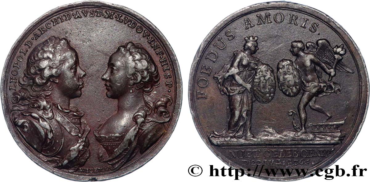 AUSTRIA - TYROL - FRANCIS I OF LORRAINE Médaille, Mariage de l archiduc d Autriche et de l infante d Espagne XF