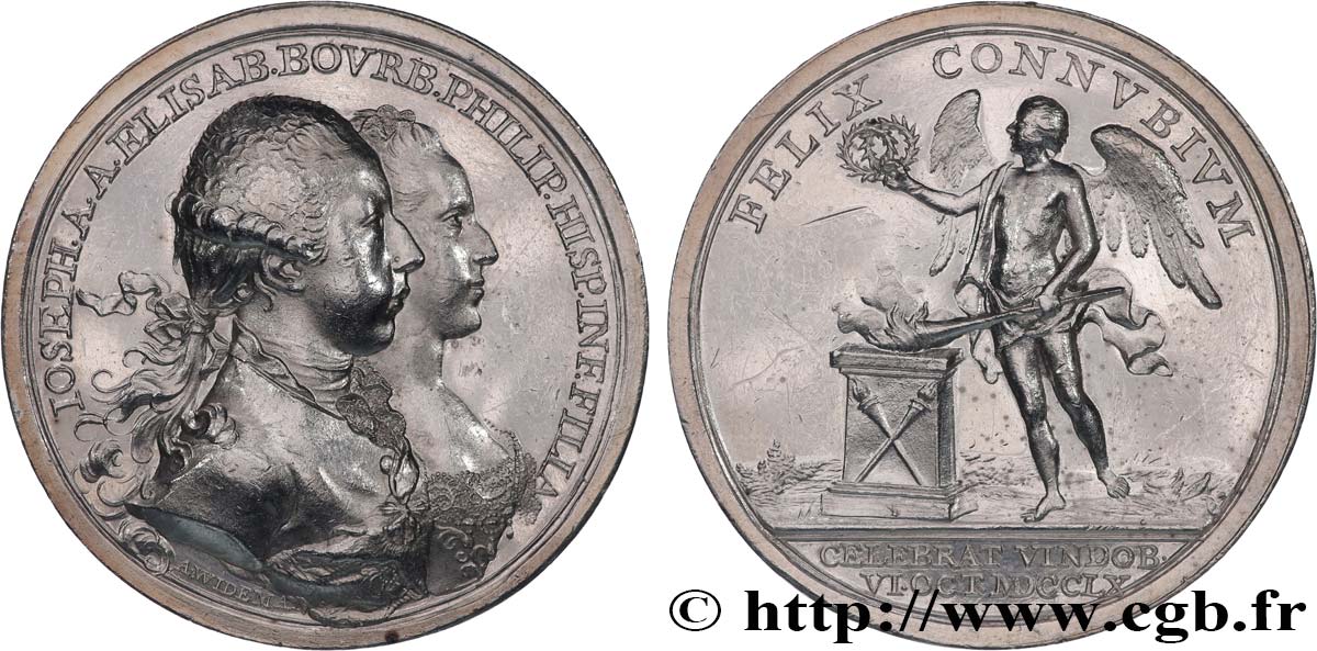 AUTRICHE - MARIE-THÉRÈSE Médaille, Mariage de l’archiduc d’Autriche Joseph et d’Isabelle de Bourbon-Parme  fVZ