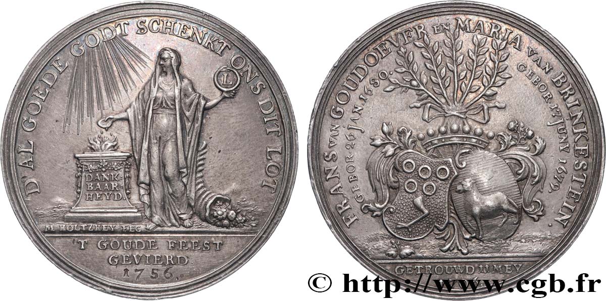 NETHERLANDS Médaille, Noces d’or de Frans van Goudoever et de sa femme