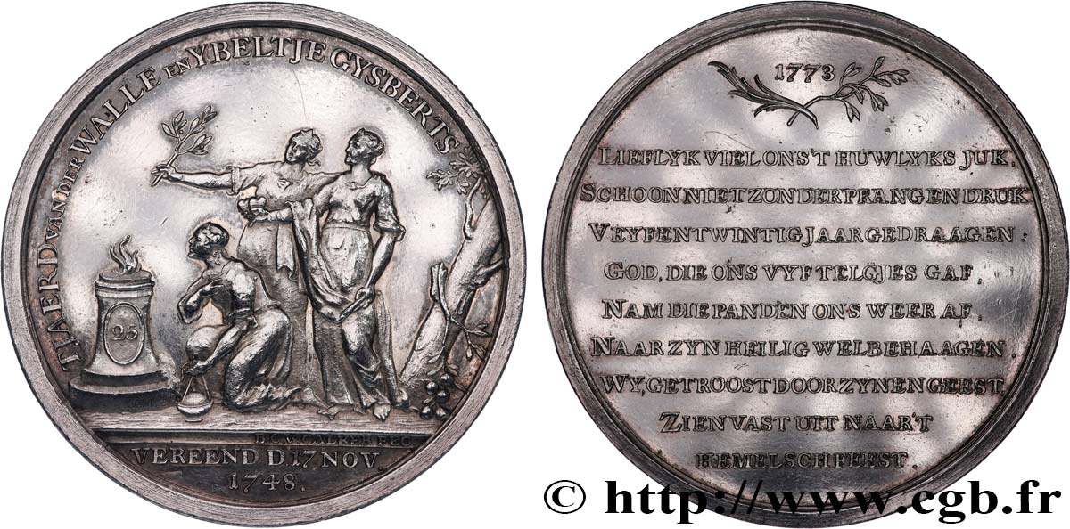 NIEDERLANDE Médaille, Noces d’argent de Tjaerd van der Walle et Ybeltje née Gysberts VZ