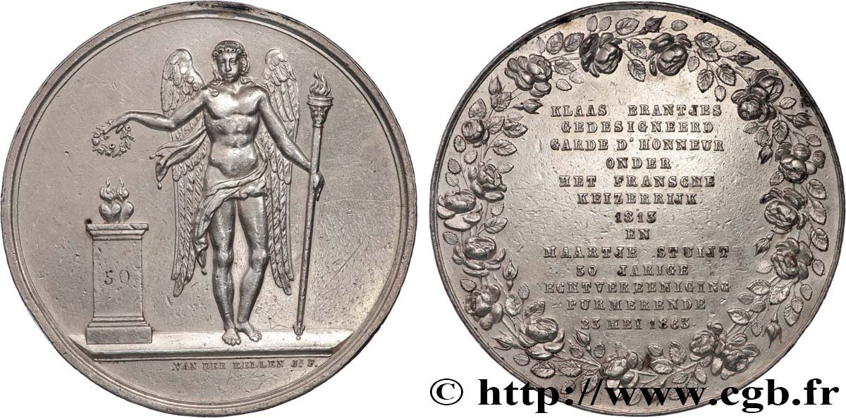PAESI BASSI Médaille, Noces d’or de Klaas Brantjes et Maartje Stuijt BB