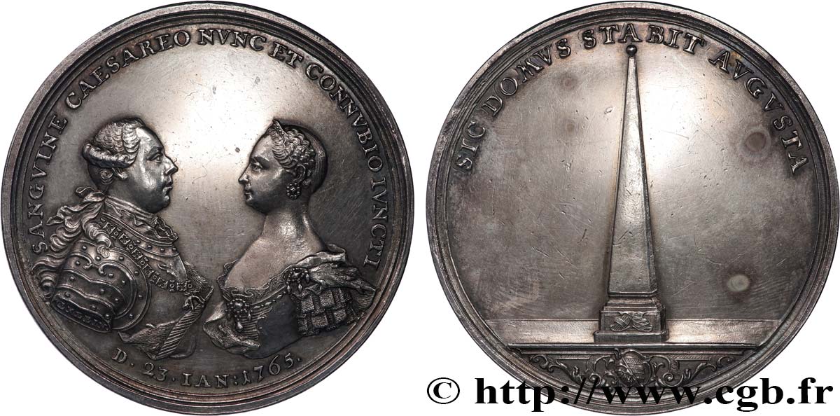 AUTRICHE - JOSEPH II Médaille, Mariage de Josépha avec Joseph II, futur Empereur d’Autriche TTB+