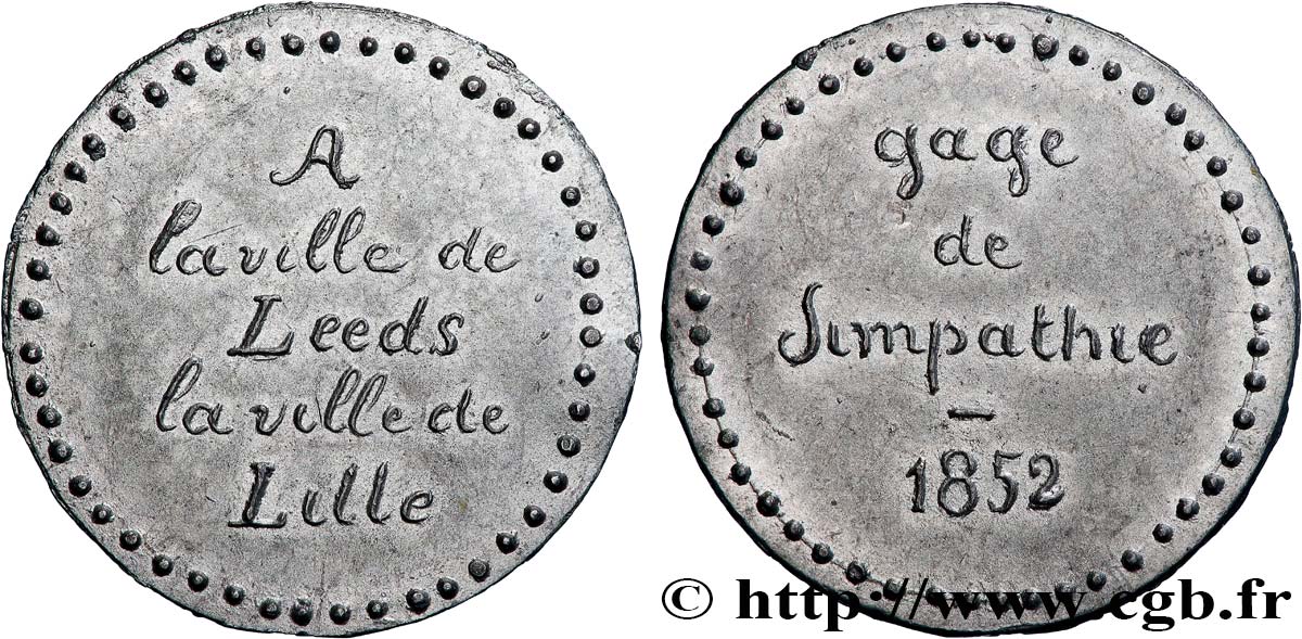 DEUXIÈME RÉPUBLIQUE Médaille, Gage de sympathie à la ville de Leeds MBC+