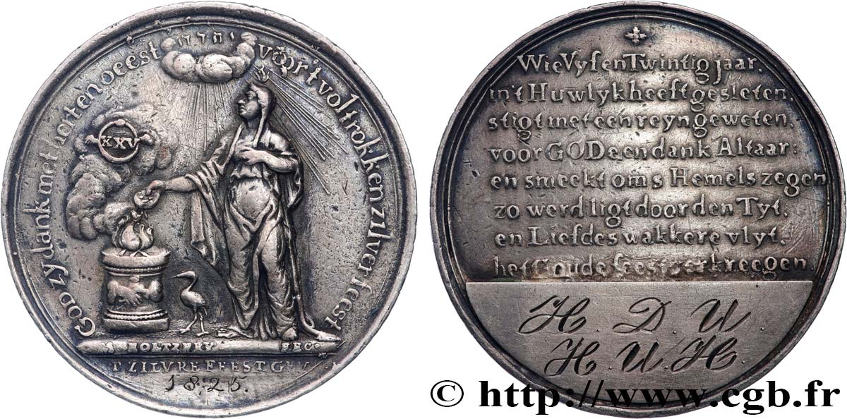 NETHERLANDS Médaille, Noces d’argent  XF