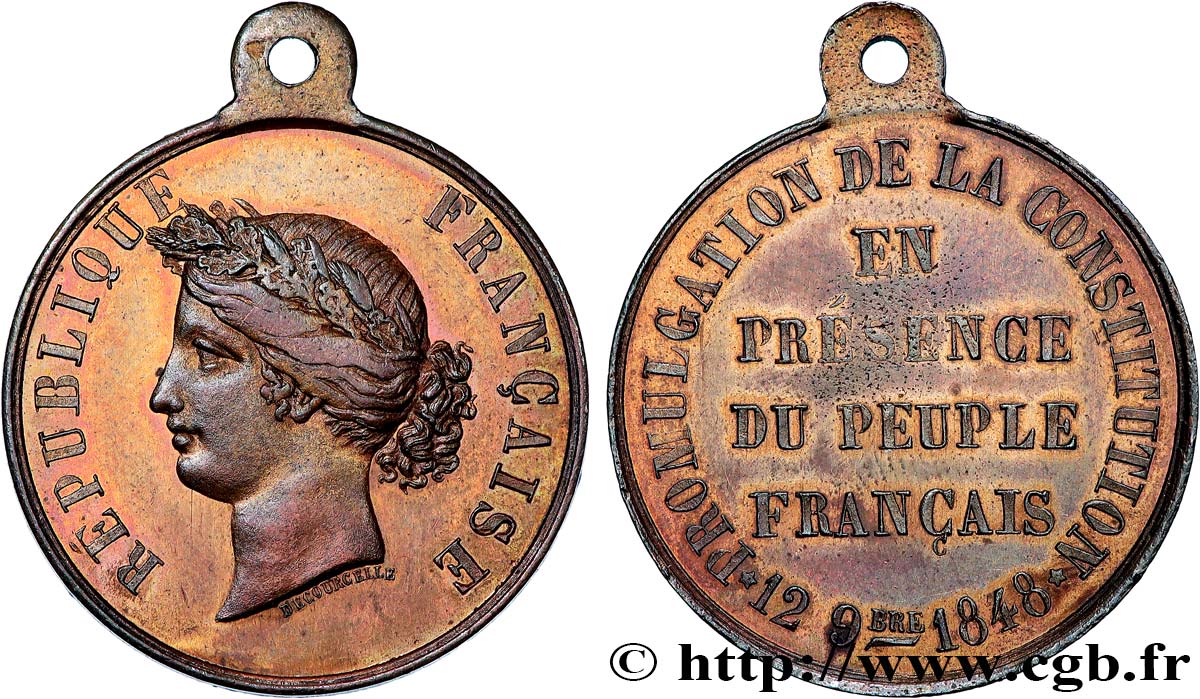 DEUXIÈME RÉPUBLIQUE Médaille, Promulgation de la constitution MBC+
