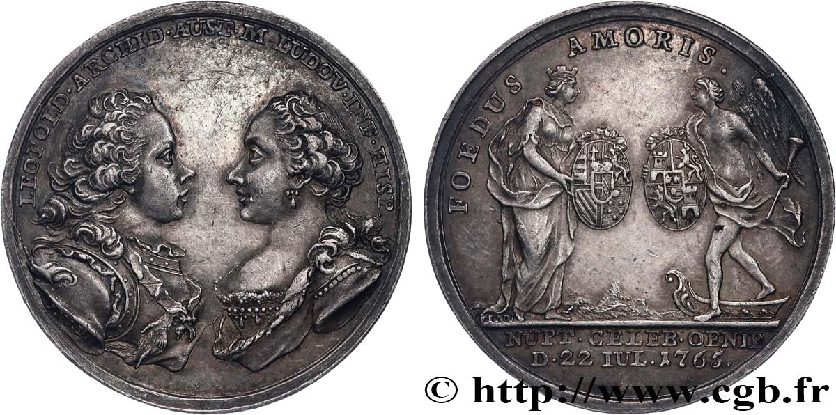 AUTRICHE - TYROL - FRANÇOIS Ier DE LORRAINE Médaille, Mariage de l archiduc d Autriche et de l infante d Espagne fVZ