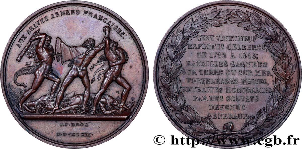 LUIS XVIII Médaille, Aux braves armées françaises MBC+/EBC