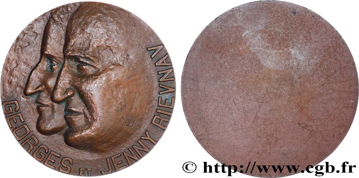 FUNFTE FRANZOSISCHE REPUBLIK Médaille, Georges et Jenny Rievnav par Saint-Saens VZ/fVZ