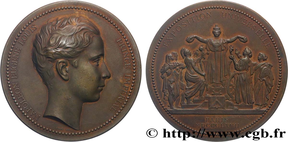 SEGUNDO IMPERIO FRANCES Médaille, Napoléon Eugène Louis, Exposition universelle MBC+