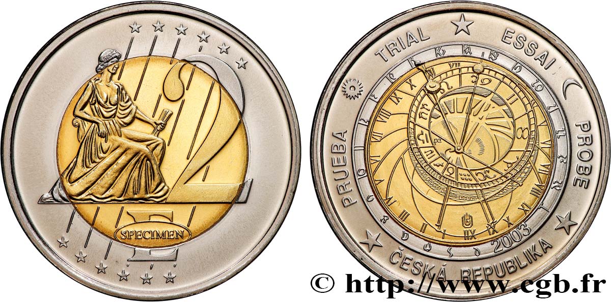 EUROPE Médaille, Essai 2 Euro République Tchèque SPL