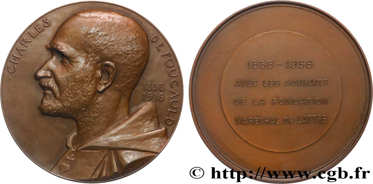CUARTA REPUBLICA FRANCESA Médaille, Charles de Foucauld EBC