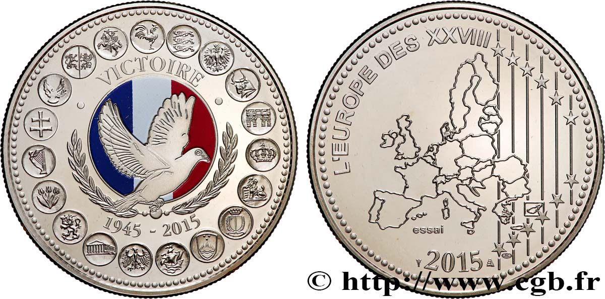 QUINTA REPUBLICA FRANCESA Médaille, Essai, 60e anniversaire de la victoire de 1945 SC