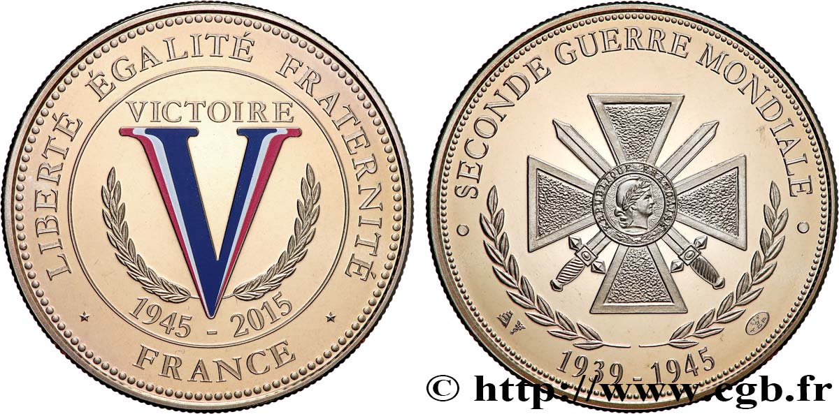 QUINTA REPUBLICA FRANCESA Médaille, 60e anniversaire de la victoire de 1945 SC