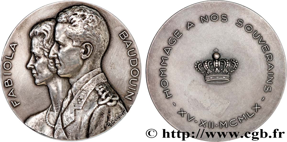 BELGIQUE - ROYAUME DE BELGIQUE - BAUDOUIN Ier Médaille, Hommage à nos souverains Fabiola et Baudouin TTB+
