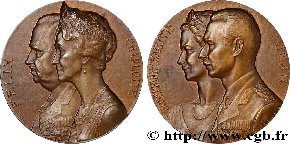 LUXEMBOURG - GRAND-DUCHÉ DE LUXEMBOURG - JEAN Médaille, Joséphine Charlotte et Jean, Charlotte et Félix SUP