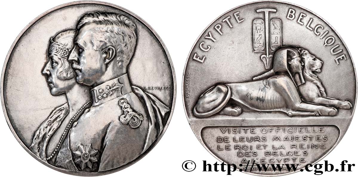 BELGIQUE - ROYAUME DE BELGIQUE - ALBERT Ier Médaille, Visite de leurs majestés le roi et la reine des belges à l’Égypte TTB+