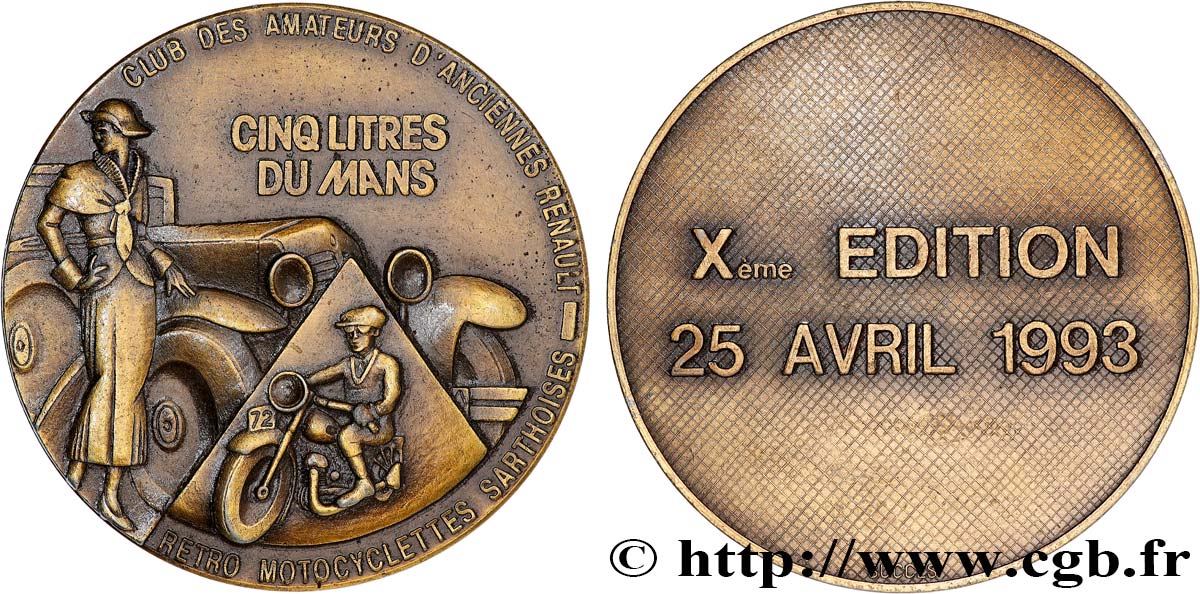 FUNFTE FRANZOSISCHE REPUBLIK Médaille, Xe édition du Cinq litres du Mans VZ