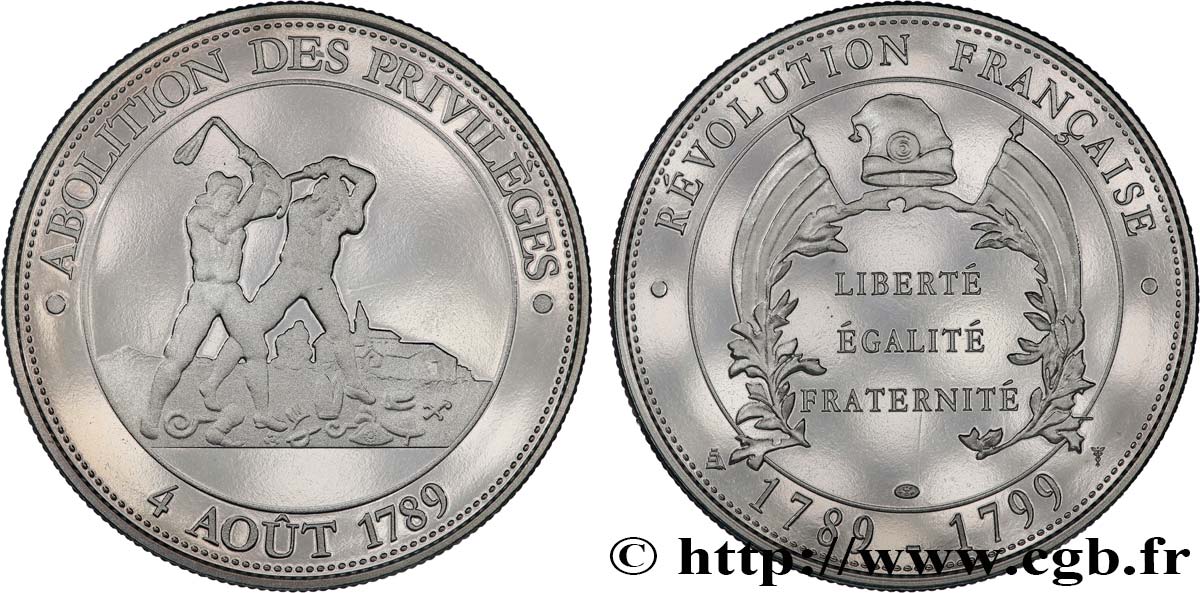 CINQUIÈME RÉPUBLIQUE Médaille, Abolition des privilèges SPL
