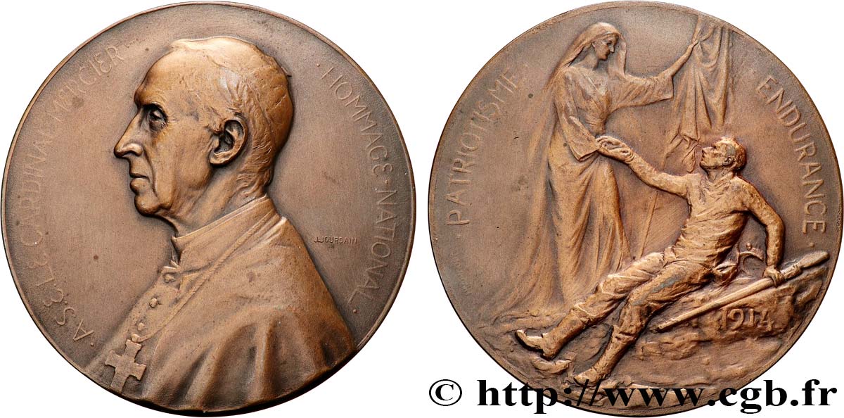 BELGIUM - KINGDOM OF BELGIUM - ALBERT I Médaille, Cardinal Desiré-Joseph Mercier AU