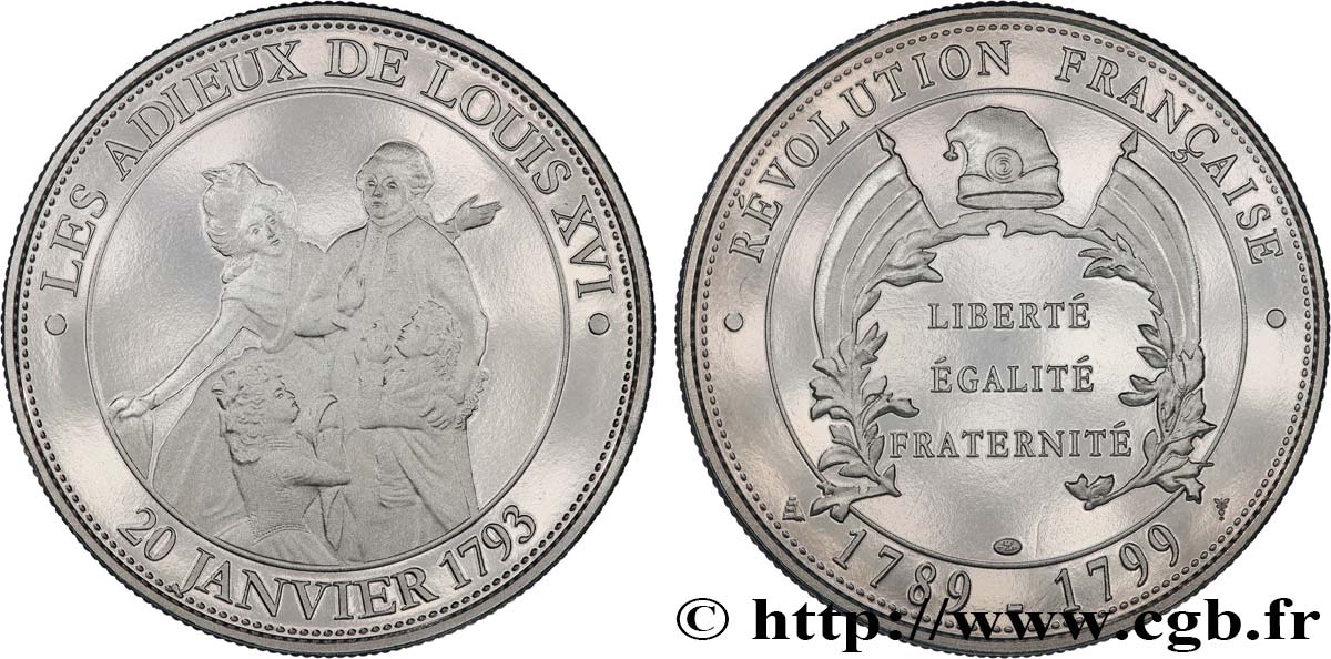 CINQUIÈME RÉPUBLIQUE Médaille, Les adieux de Louis XVI SPL