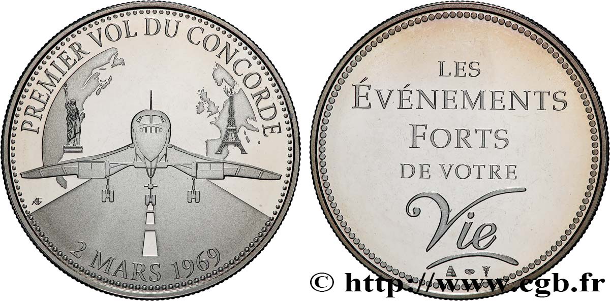 AVIATION : AVIATEURS & AVIONS Médaille, Premier vol du Concorde SUP