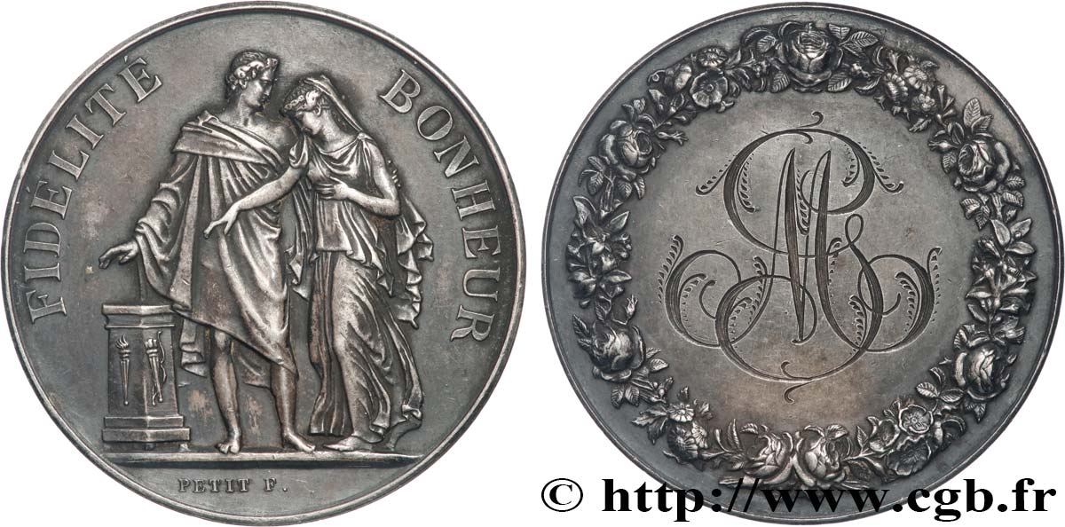 AMOUR ET MARIAGE Médaille de mariage, Fidélité et Bonheur fVZ