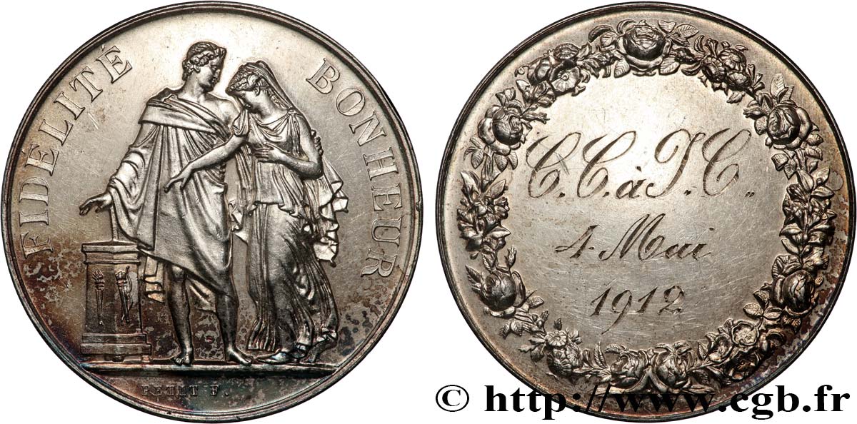 AMOUR ET MARIAGE Médaille de mariage, Fidélité et Bonheur MBC+/EBC