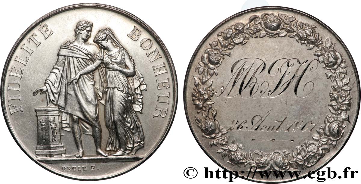 AMOUR ET MARIAGE Médaille de mariage, Fidélité et Bonheur EBC