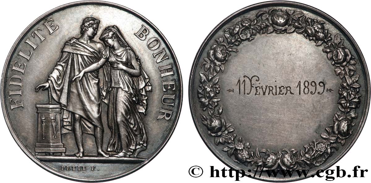 AMOUR ET MARIAGE Médaille de mariage, Fidélité et Bonheur fVZ