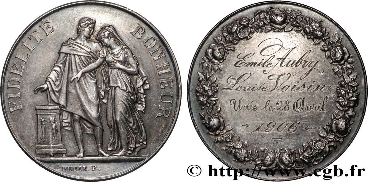 AMOUR ET MARIAGE Médaille de mariage, Fidélité et Bonheur AU