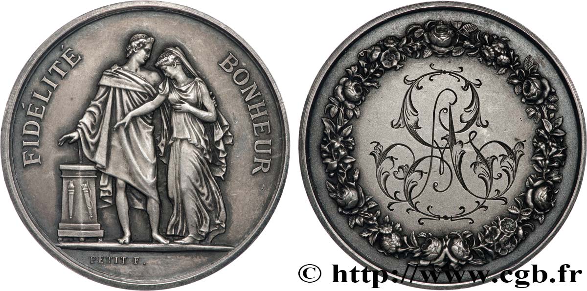 AMOUR ET MARIAGE Médaille de mariage, Fidélité et Bonheur AU