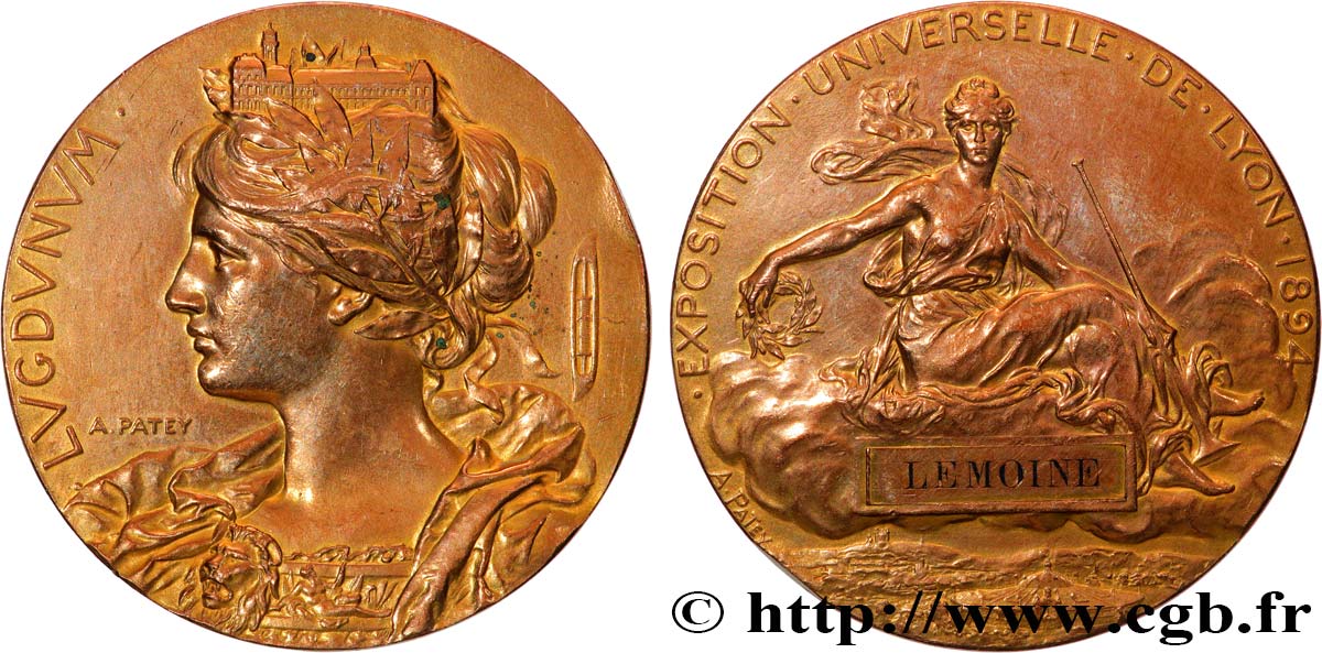 LYON ET DU LYONNAIS (JETONS ET MÉDAILLES DE...) Médaille de récompense, Lugdunum XF