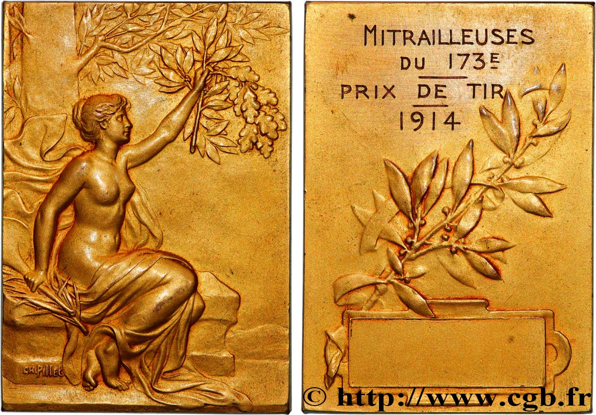 DRITTE FRANZOSISCHE REPUBLIK Plaquette, Prix de tir, mitrailleuses du 173e VZ