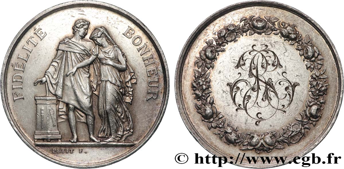 AMOUR ET MARIAGE Médaille de mariage, Fidélité et Bonheur fVZ/SS
