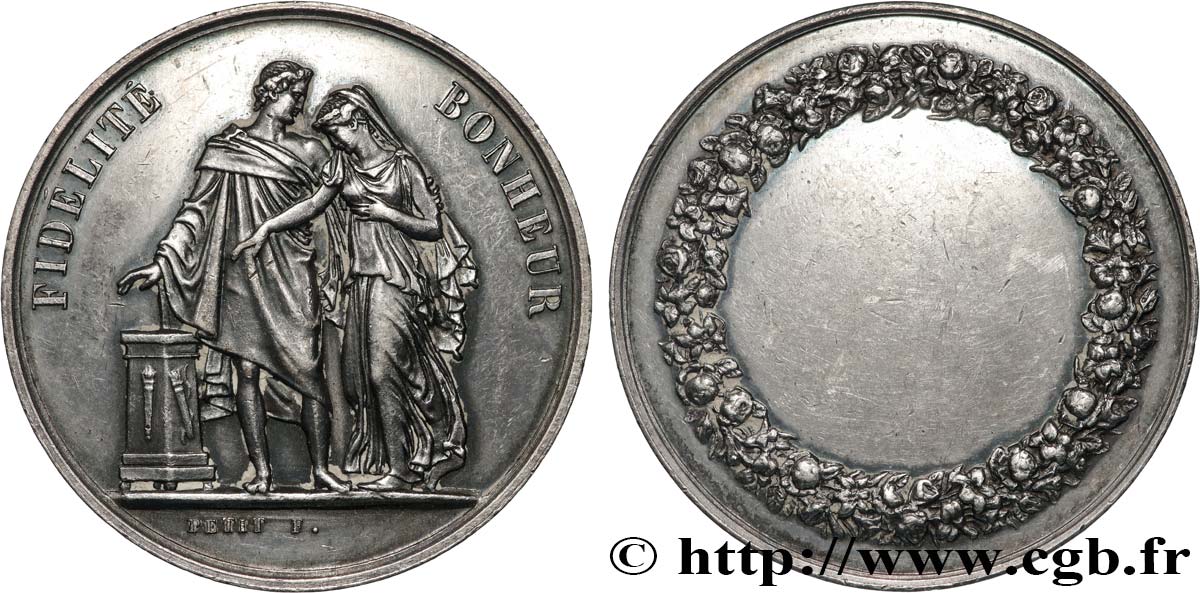 AMOUR ET MARIAGE Médaille de mariage, Fidélité et Bonheur TTB+