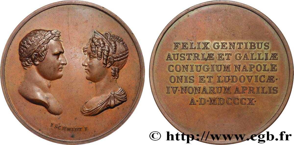PRIMER IMPERIO Médaille, Mariage de Napoléon et Marie-Louise à Vienne EBC