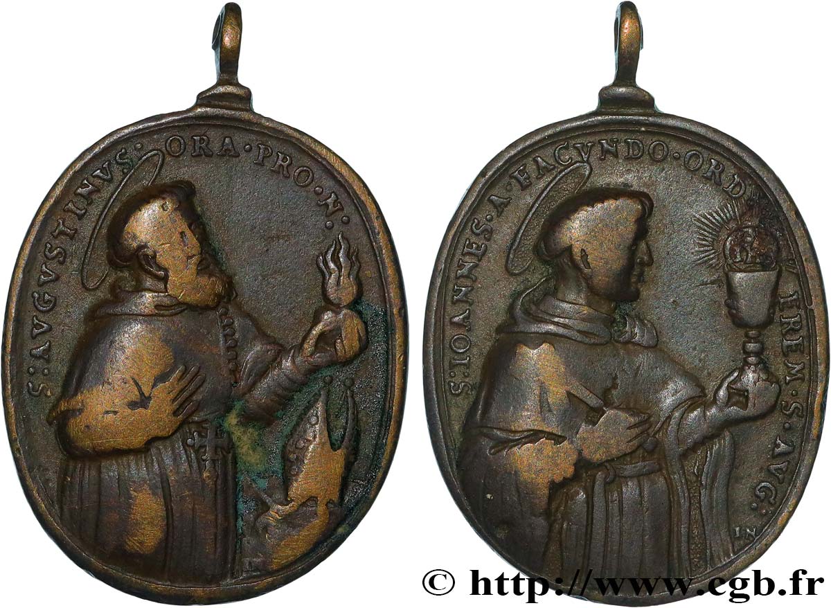 RELIGIOUS MEDALS Médaille, Saint Augustin et Saint Jean XF