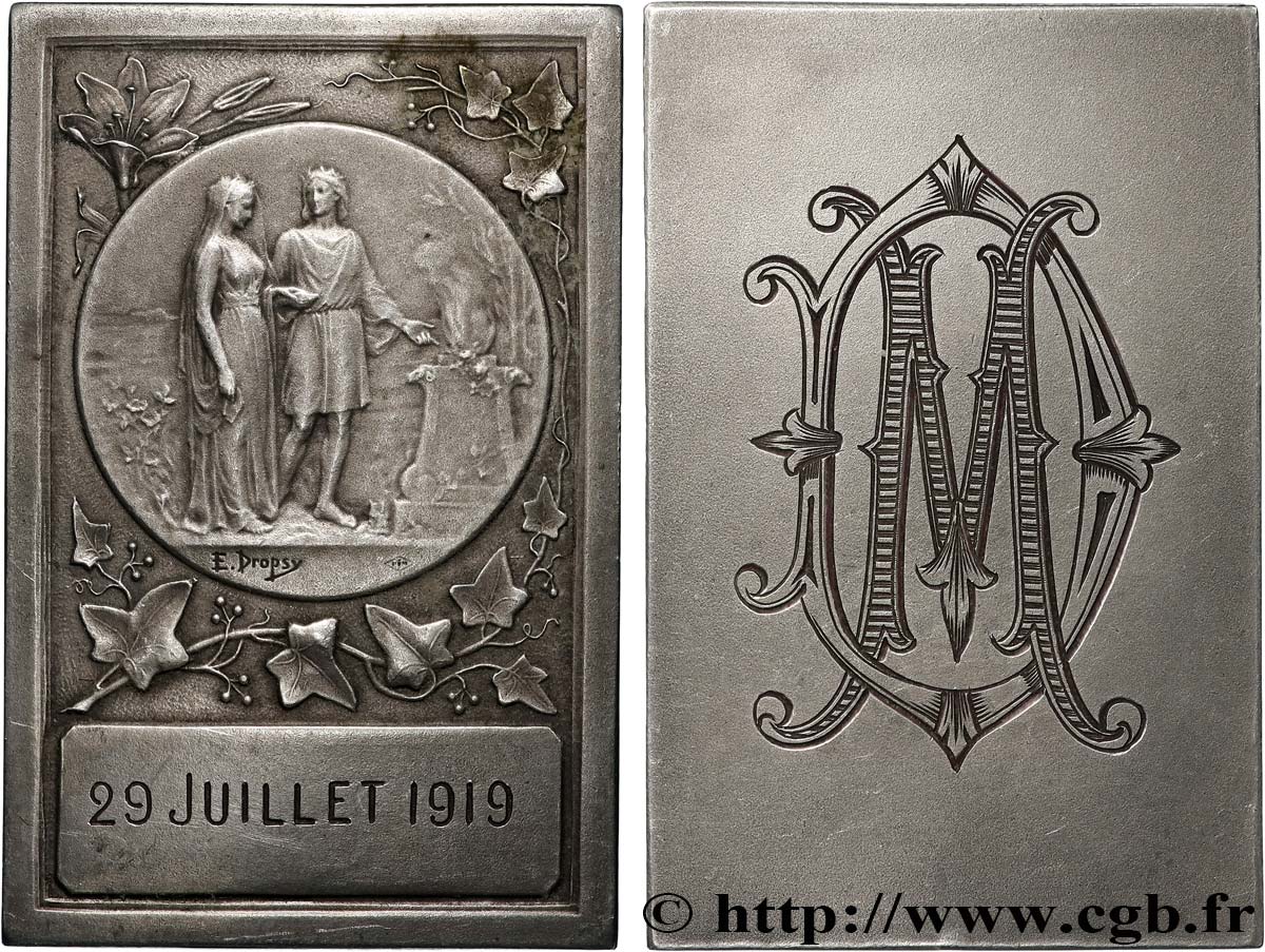 AMOUR ET MARIAGE Plaquette de mariage, Fidélité et Bonheur TTB+