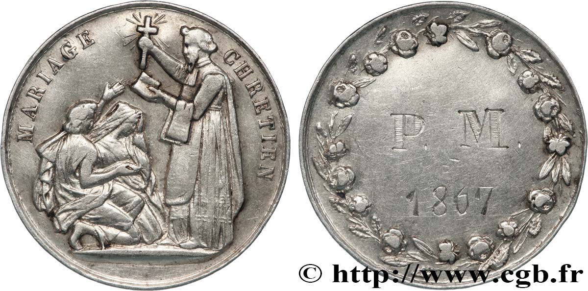 AMOUR ET MARIAGE Médaille, Mariage chrétien TTB