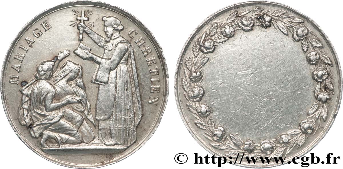 AMOUR ET MARIAGE Médaille, Mariage chrétien TTB