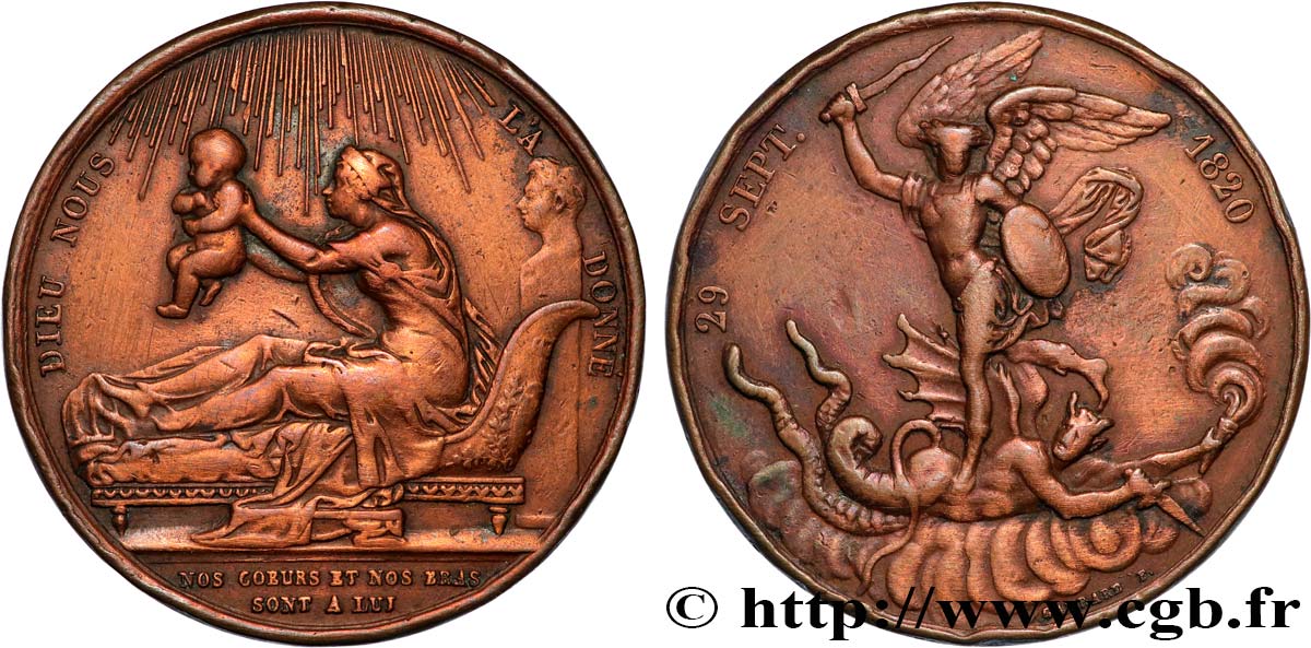 HENRI V COMTE DE CHAMBORD Médaille, Naissance du futur comte de Chambord (Henri V) q.BB