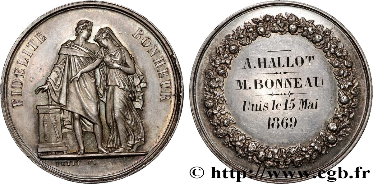 AMOUR ET MARIAGE Médaille de mariage, Fidélité et Bonheur fVZ