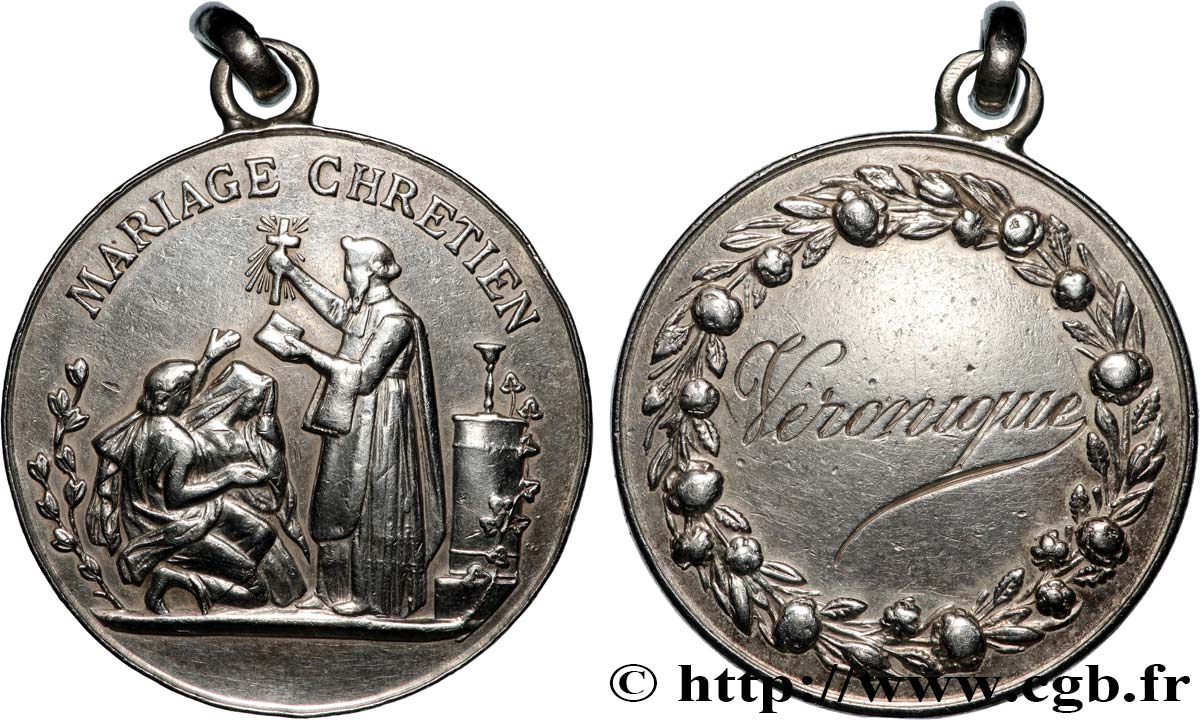 AMOUR ET MARIAGE Médaille, Mariage chrétien, montée en pendentif MBC