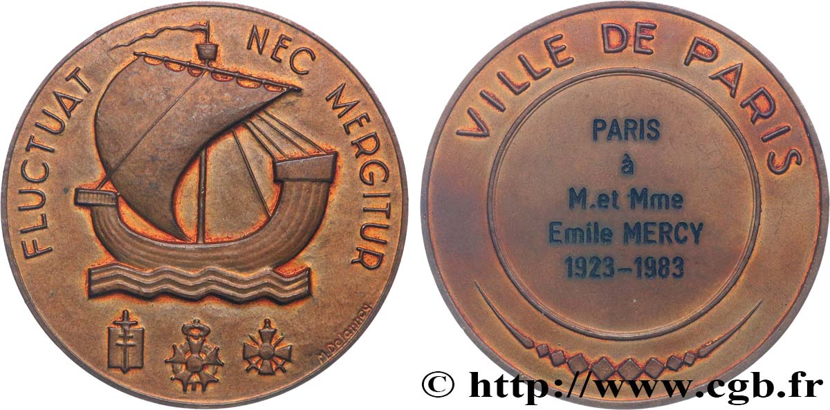 QUINTA REPUBLICA FRANCESA Médaille de la Ville de Paris, Fluctuac Nec Mergitur MBC+