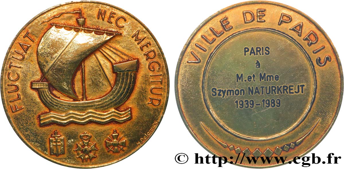 QUINTA REPUBBLICA FRANCESE Médaille de la Ville de Paris, Fluctuac Nec Mergitur q.SPL