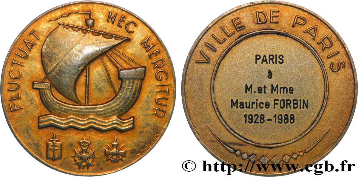 V REPUBLIC Médaille de la Ville de Paris, Fluctuac Nec Mergitur XF